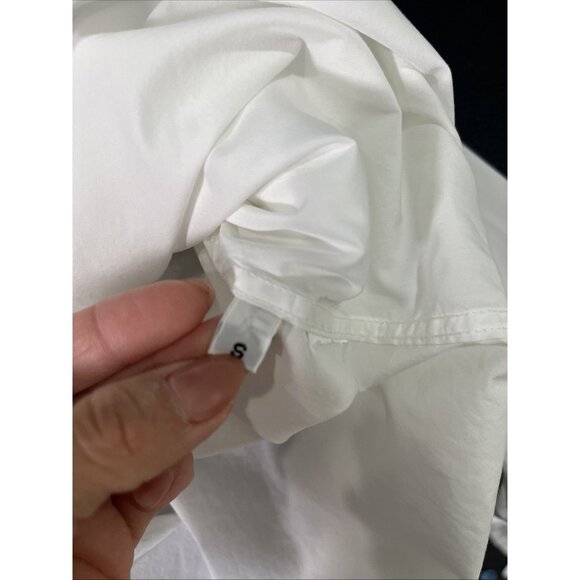 Francois Girbaud Closed Vtg Button Up Womens S White Collared Hi Lo Hem 80s 90s - Picture 4 of 6